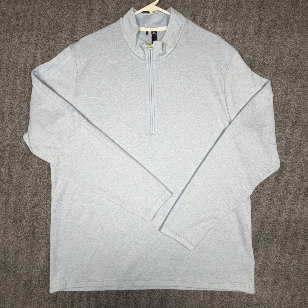 Adidas Primegreen Quarter Zip Pullover Mens XL Light Blue Heather Golf IJ0150